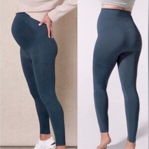BLANQI Everyday Maternity High Rise Support 7/8 Ankle Leggings Blue Large